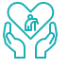 Hands holding heart-shaped family icon