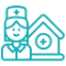 Home healthcare nurse icon with heart