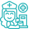 Nurse icon with clipboard and computer