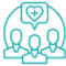 Group of people icon with heart bubble