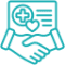Healthcare partnership handshake icon
