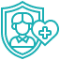 Healthcare protection icon with heart symbol