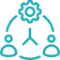 Organizational chart with gear icon