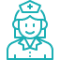 Nurse icon wearing cap with medical cross