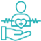 Person holding heart with heartbeat line icon