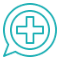 Blue medical chat bubble icon